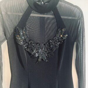 Bari Jay long sleeve nylon sleeve mini dress with jewels